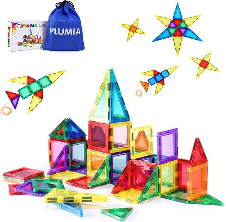 PLUMIA Magnetic Tiles STEM Educational Toys Magnets for Kids