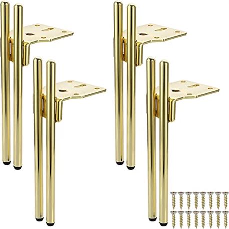 JUXYES Set of 4 Metal Furniture Legs 7 Inch - Gold