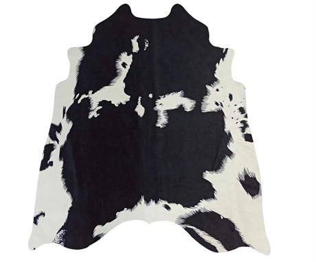 MustMat Western Decor Faux Cow Hide Rug 5.2X4.6 Ft Black & White Animal Print