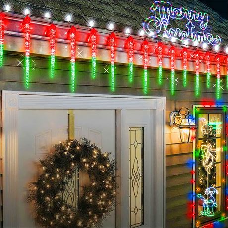 XURISEN Christmas Lights- 10 Tubes Crystal Ice Falling Lights-150 Led