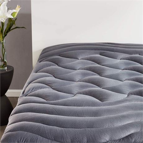 SLEEP ZONE Cooling Queen Mattress Pad, Grey