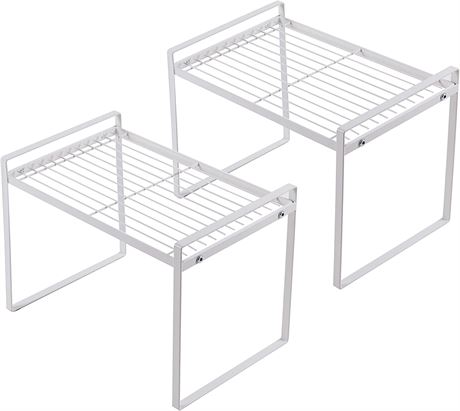 Shantton 2pk Kitchen Cabinet Shelf Organizer Rack White-Tall- L13in W8.3in H9.5i