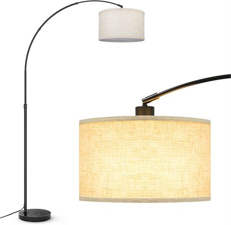 Arc Floor Lamp with Unique Hanging Drum Shade