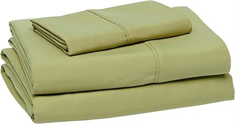 Amazon Basic Lightweight Microfiber Bed Sheet Set w/ 14" Deep Pockets Twin Olive