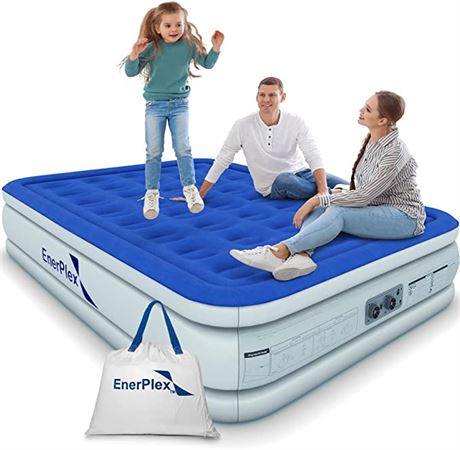 EnerPlex Air Mattress w/Built-in Pump - Double Height Inflatable Mattress- Queen