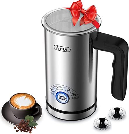 Gevi 4 in 1 Electric Milk Frother And Steamer, Stainless Steel 10.1oz/2.5 oz