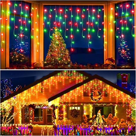 Christmas Lights 480 LED 49FT Plug in 8 Modes with Timer (Red + Green)