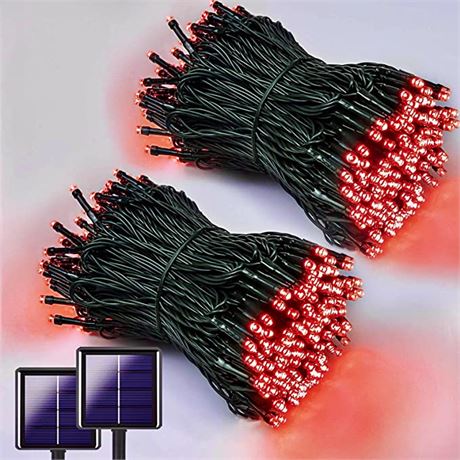 QINOL 2-Pack 400LED 72FT Red Solar Christmas Lights Outdoor