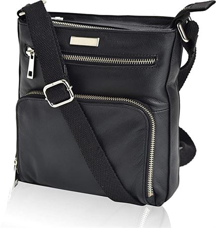 ESTALON Leather Crossbody Purse - Charcoal