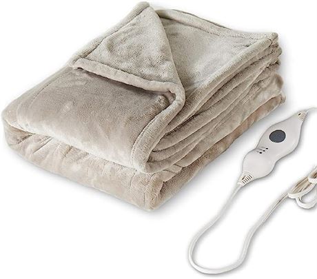 Tefici Electric Heated Blanket Throw, 50" x 60" - Beige