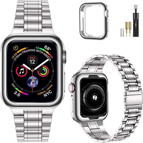 MioHHR Solid Stainless Steel Band Compatible w/Apple Watch 44mm