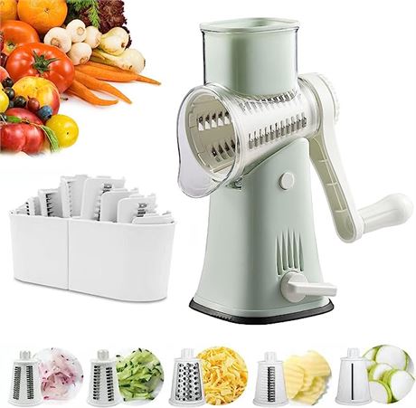 VEKAYA 5 in 1 Rotary Cheese Grater with Handle