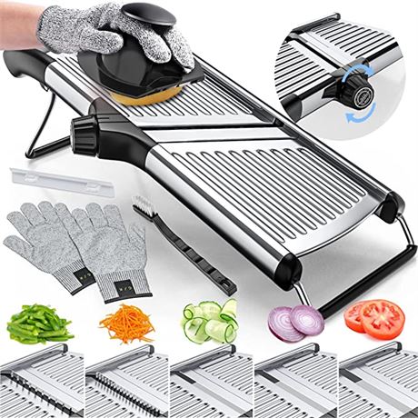 Gramercy Kitchen Co. Adjustable Stainless Steel Mandoline Food Slicer