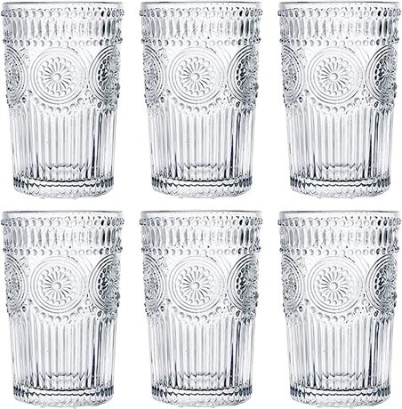 Kingrol 6 Pack 12 oz Romantic Water Glasses