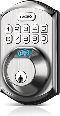 Teeho TE002 Digital Fingerprint Keypad Deadbolt, Satin Nickel