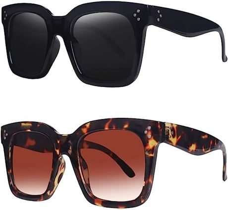 TAOTAOQI Women Oversized Sunglasses 2pack Blk/Camo