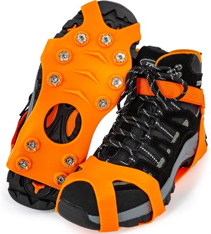 CeeStyle Ice Cleats Grips for Hiking Shoes and Boots, Orange