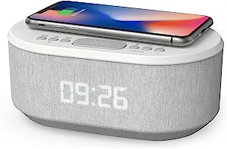 i-box Bedside Radio Alarm Clock with USB Charger, Bluetooth Speaker