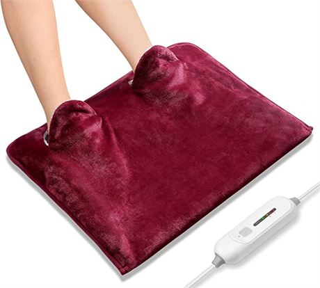 Electric Heated Foot Warmer Soft Flannel RED 21" x 20"