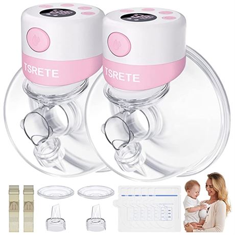 Tsrete Double Wearable Breast Pump - Pink - 24mm