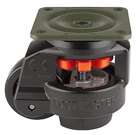 Foot Master GD-80-F-NYN-FBL Leveling Caster, 63 mm Nylon 66 Wheel