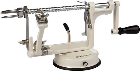 Apple Peeler and Corer  - Chrome Cast Iron w/Countertop Suction Cup, White