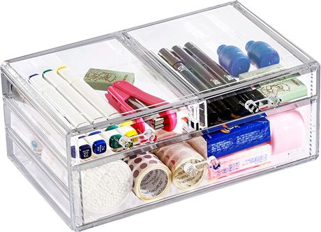 Cq acrylic Clear Containers for Organizing 3 Drawers Stackable