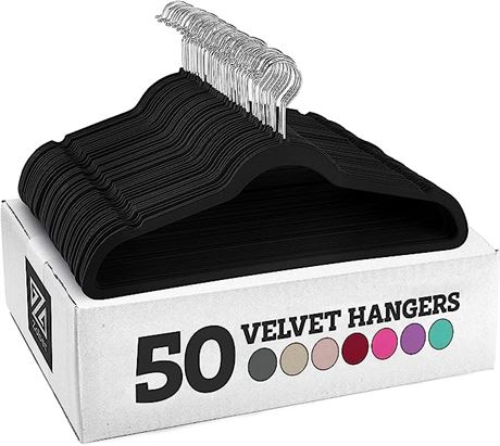 Zober Velvet Hangers 50 Pack - Black