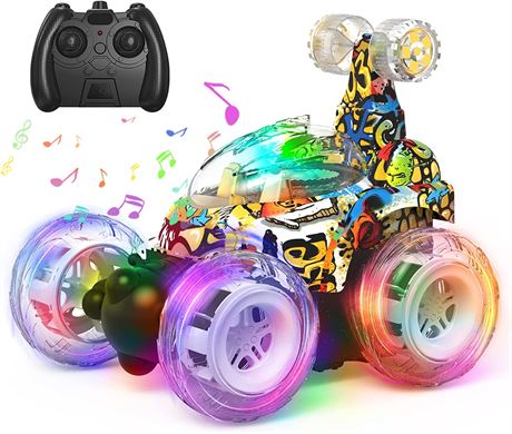 Kizeefun Remote Control Car, RC Stunt Car olorful Lights & Music