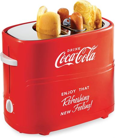 Coca-Cola 2 Slot Bun Mini Tongs, Hot Dog Toaster Retro Red