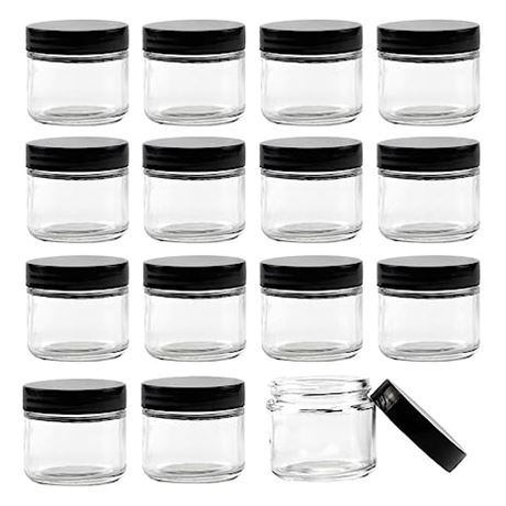 Bekith 15 pack 2oz Round Straight-Sided Clear Glass Jars