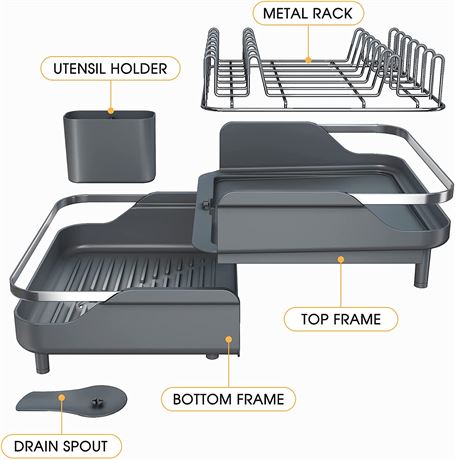 Stainless Steel Dish Rack and Drainaboard Set, Expandable(11.5"-19.3")