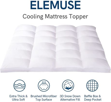 ELEMUSE Full Cooling Mattress Topper for Back Pain