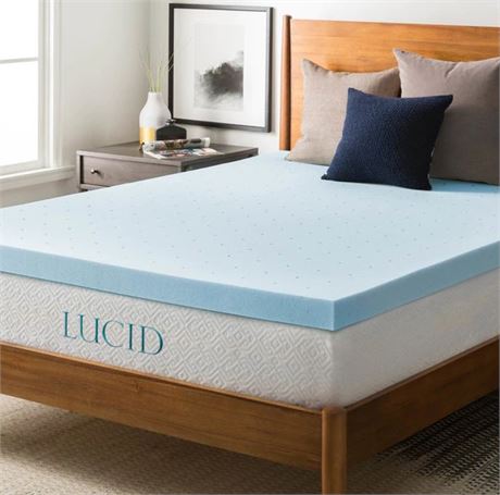 LUCID 3-inch Gel Memory Foam Mattress Topper, King