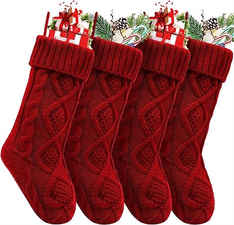 HEYHOUSE Christmas Stockings, 4 Pack - RED