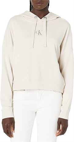 Calvin Klein Jeans Women's Hoodie, Chalk Silver, Small