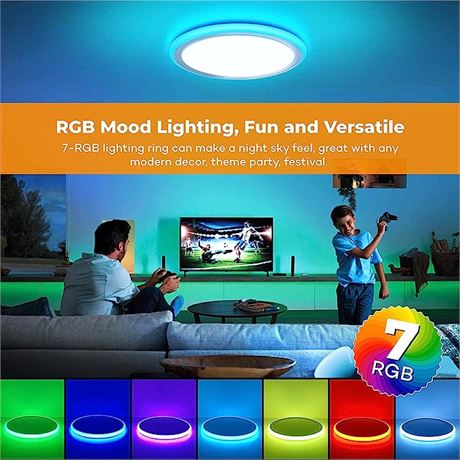 BLNAN Dimmable RGB LED Flush Mount Ceiling Light