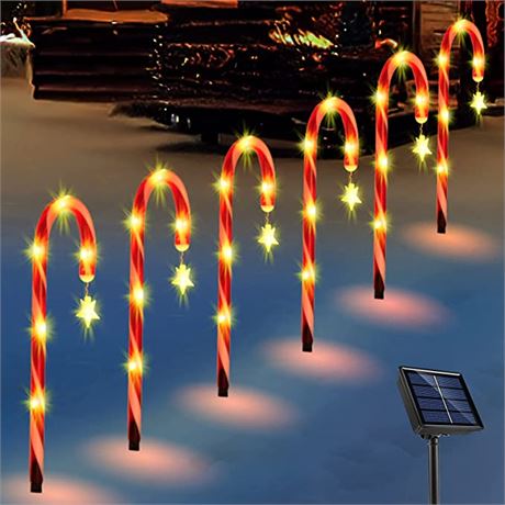 ALIGHTER 6-Pack Outdoor Solar Candy Cane Lights