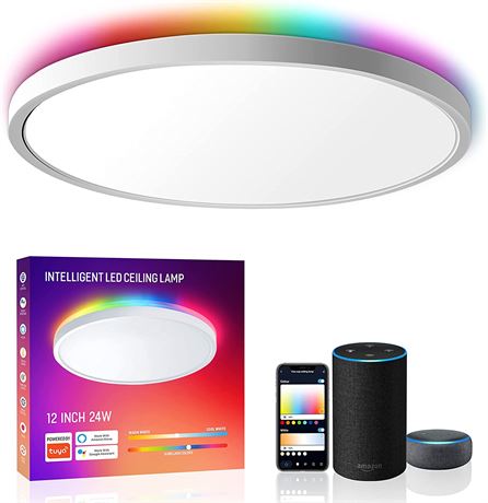 MELEGAN Smart Led Ceiling Light Flush 12 Inch 24 RGB