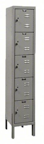 Box Locker, 12 in x 12 in x 66 in, Padlock Hasp, Gray