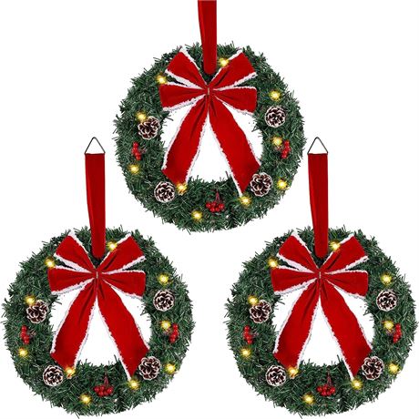 Hausse Set of 3 Lighted Christmas Wreaths