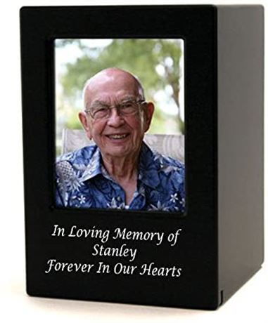 Photo Frame Wood Memorial Urn - Holds Up to 200 Cubic Inches of Ashes