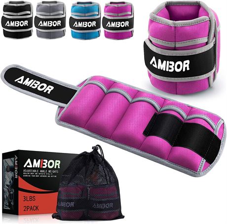 AMBOR Ankle Weights, 1 Pair Up to 5 Lbs (2 Pack)