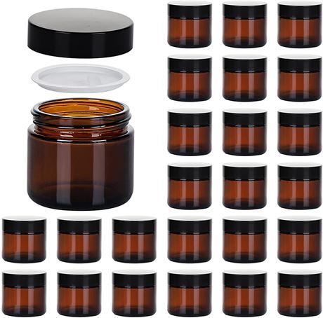 2oz 24 Pack Amber Glass Jars with Lids