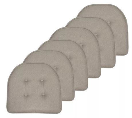 Solid Color U Shaped Memory Foam 17" x 16" Chair Cushions, Khaki, 6-Pack