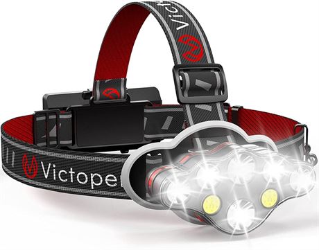 Victoper Rechargeable Headlamp, 8 LED 18000 Red Light,