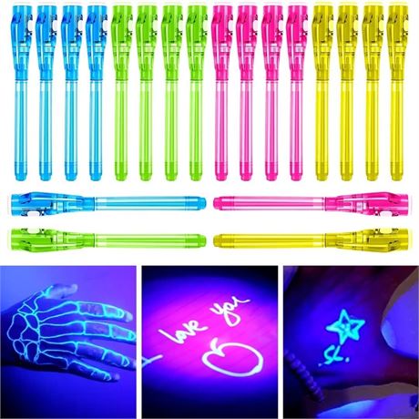 ENJOCASES 30 Pieces Invisible Ink Pen w/ UV Light Spy Pen Magic Marker