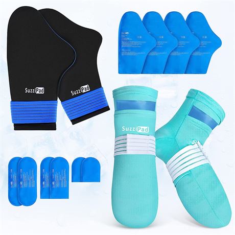 SuzziPad Cold Therapy Socks & Hand Ice Pack Cold Gloves