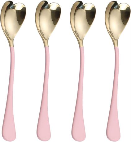 HISSF Heart Shaped Dessert Spoons,  Spoons  Set 4 Pack, 6.7 inches