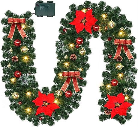 Lulu Home Christmas Garland, 9FT Pre-lit